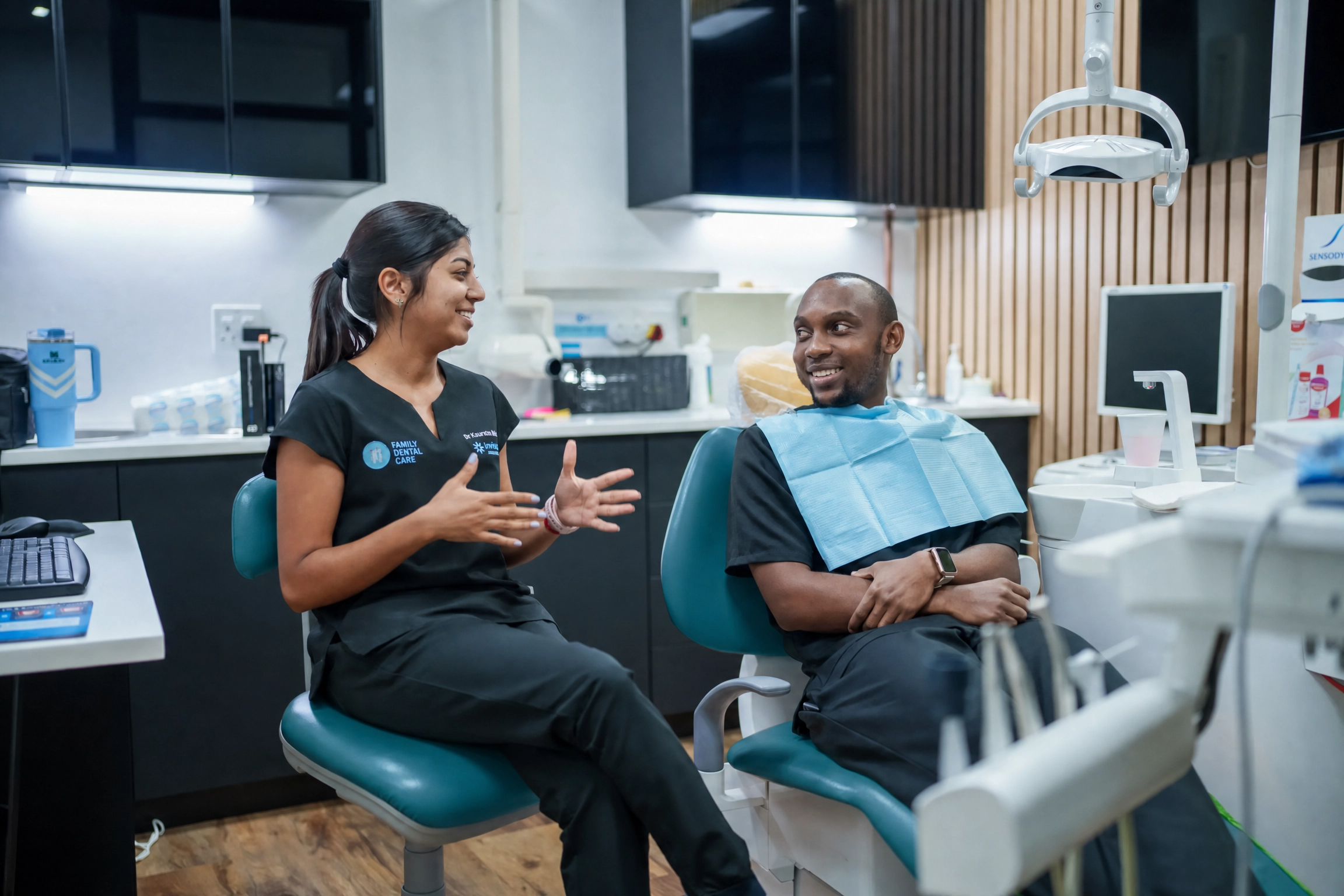 Dentist discussing treatment with a patient